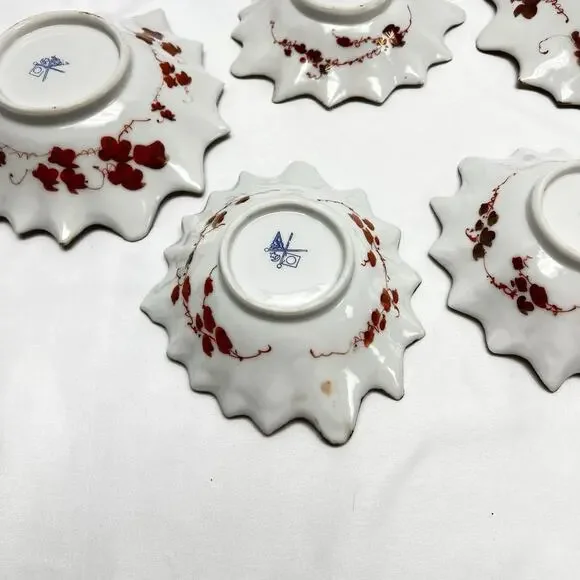 Antique Japanese Porcelain Hand Painted Serving Dishes (5) Meiji Era Scalloped - Picture 9 of 15